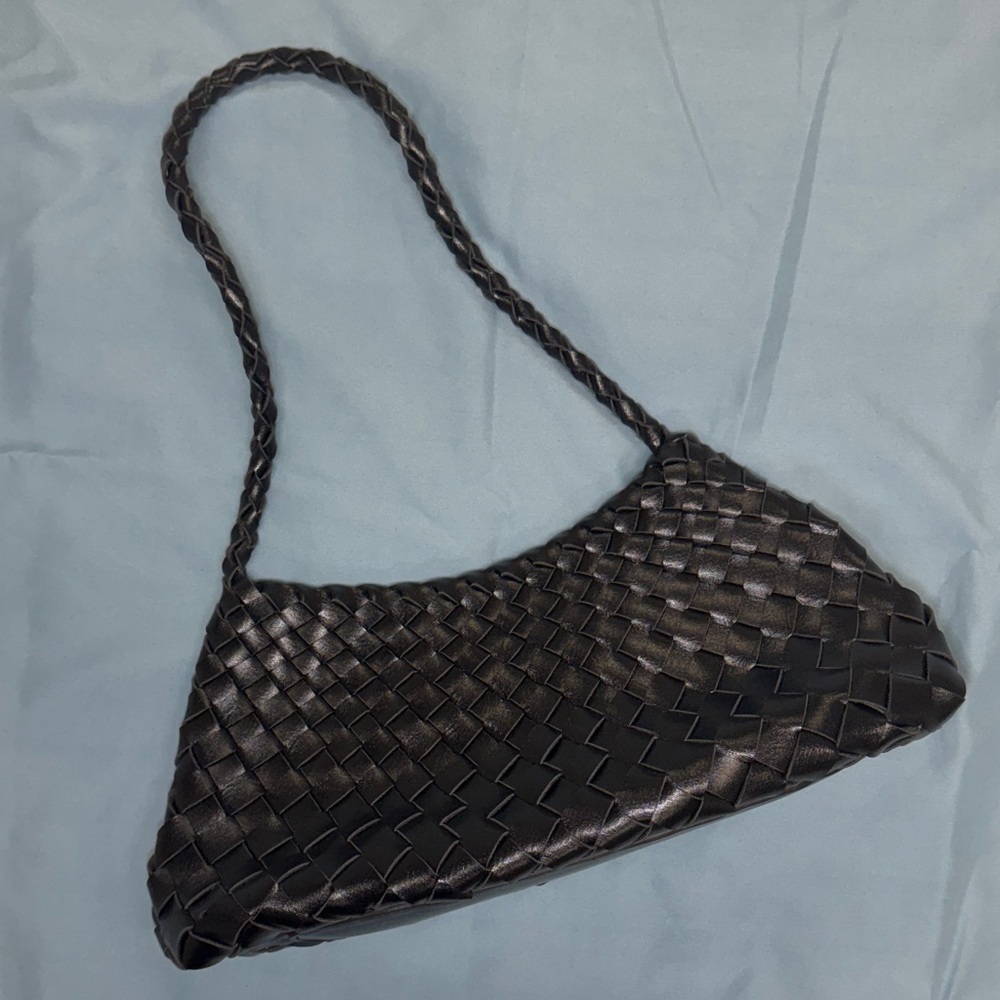 Black Woven Shoulder Bag